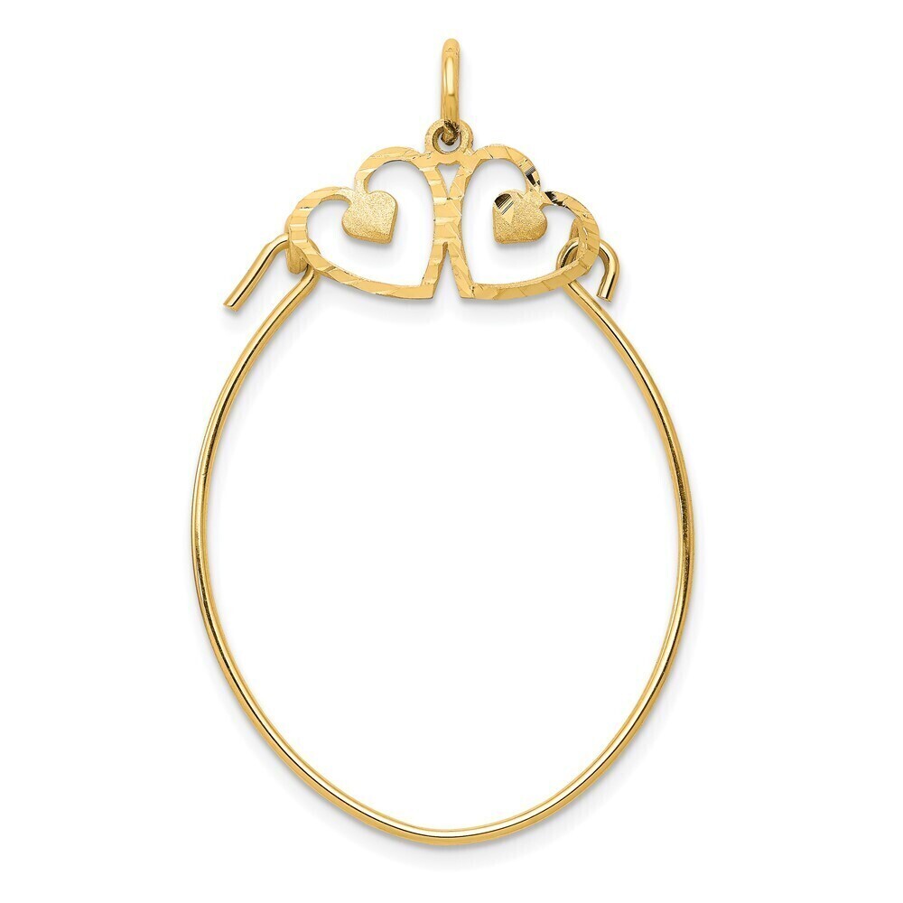 Million Charms 10k Yellow Gold Double Heart Charm Holder Genuine Gold